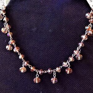 Vintage Sweet Minimalist Faceted Iridescent Beads on Chain Necklace